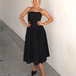 Classic Ruched Linen Midi Dress